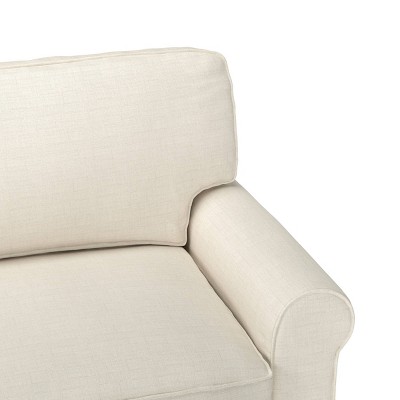 Buttercream Microfiber Rolled Arm Loveseat with Wood Frame