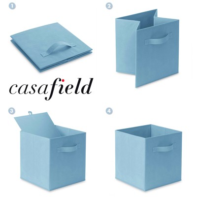 Baby Blue Collapsible Fabric Storage Cube Bins, Set of 12