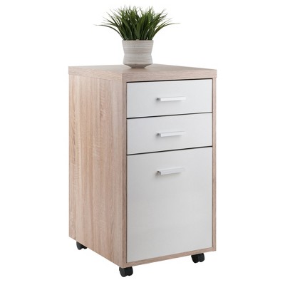 Kenner Brown and White 3-Drawer Lockable Mobile File Cabinet