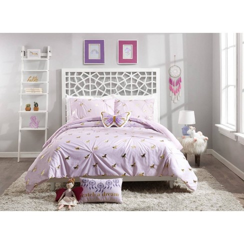 4pc Full Queen Fiona Unicorn Comforter, Unicorn Bed Set Queen