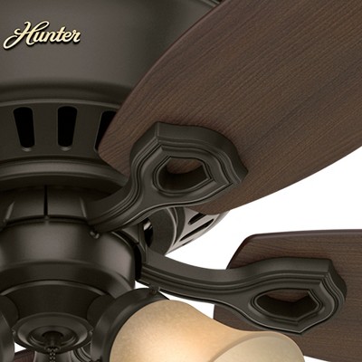 Hunter Low Profile 52" Bronze Ceiling Fan with LED Light and Remote Control