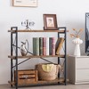 Aoibox 3-Tier Industrial Bookcase Rustic Wood Metal Bookshelf Horizontal Open Shelf Adjustable Sturdy Easy Assembly - 2 of 4