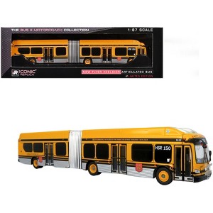New Flyer Xcelsior XE60 Articulated Transit Bus Yellow with Black 1/87 (HO) Scale Diecast Model by Iconic Replicas - 1 of 4