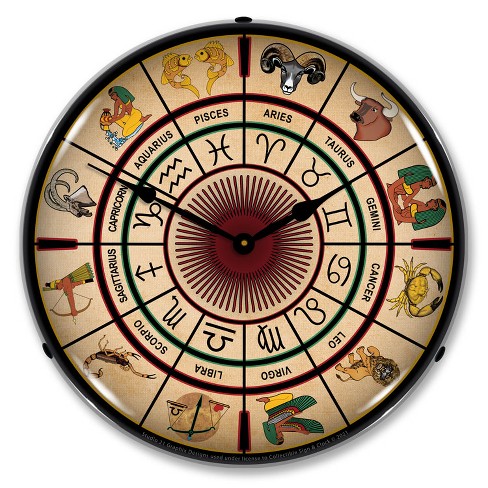 Collectable Sign Clock Zodiac Chart 1 Led Wall Retro Vintage Lighted Target - Led Backlit Wall Clock