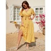 Womens Plus Size V Neck Wrap Maxi Dress High Waist Ruffle Summer Casual Dress with Belt - 2 of 4