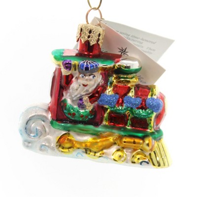 Christopher Radko 2.0 Inch North Pole Junction Gem Ornament Train Engine Gem Santa Tree Ornaments