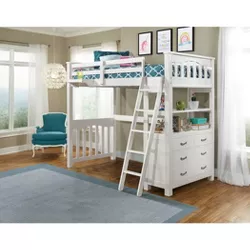 Twin Highlands Loft Bed with Hanging Nightstand White - Hillsdale Furniture