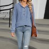 Women Pullover Cozy Hooded Knit Sweater Long Sleeve Front Button Top - 2 of 3