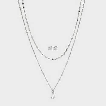 Paparazzi Leave Your Initials Silver M Necklace & Earring Set