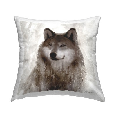 Stupell Industries Woodland Wild Wolf Portrait Abstract Fir Tree Forest