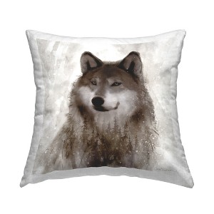 Stupell Industries Woodland Wild Wolf Portrait Abstract Fir Tree Forest - 1 of 3