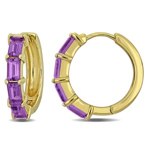 EVERLY JEWELRY | Yellow Plated Sterling Silver 2.45 CT TGW Amethyst Huggie Earrings - 1 of 4