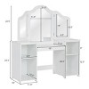 Tangkula Children's Dressing Table Kid Size Vanity Mirror Unit w/ Tri-folding Mirror & Removable Top White - 3 of 4