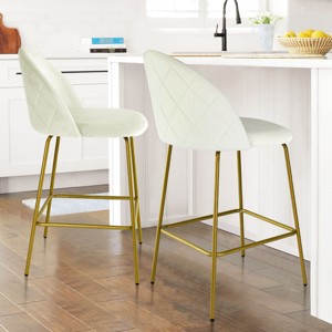 25" Nano Full Back Upholstered Counter Stool (Set Of 2) Gold Legs-Maison Boucle - 1 of 4