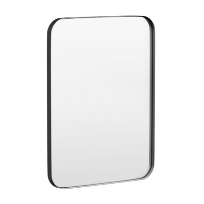 Tempered Glass Rounded Rectangle Framed Wall-Mounted Bathroom Vanity Mirror