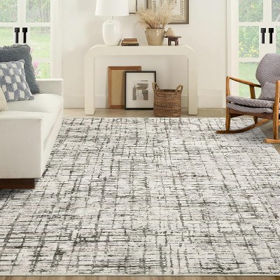 Modern Geometric Washable Rug – Low Pile, Non-Slip, Soft Stain-Resistant Carpet for Bedroom, Living Room, Dining