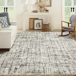 Modern Geometric Washable Rug – Low Pile, Non-Slip, Soft Stain-Resistant Carpet for Bedroom, Living Room, Dining - 1 of 4