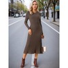 INSPIRE CHIC Women's Crewneck Knit Long Sleeve Midi Ribbed A-Line Sweater Dress - 2 of 4