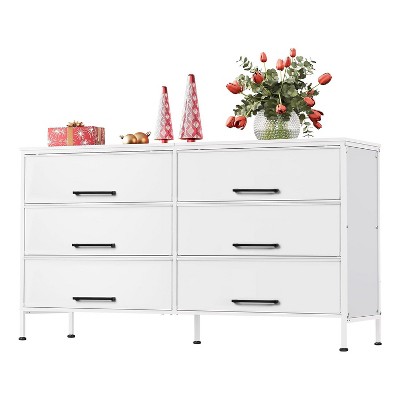 GALAXHERO 6-Drawer Wide Fabric Dresser TV Stand for 68" TV, Large Storage Tower Unit with Fabric Bins for Bedroom, Closet, Hallway