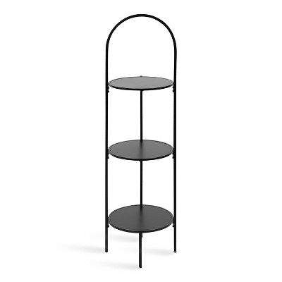 Almatt Black Metal 3-Tier Plant Stand with Round Platforms