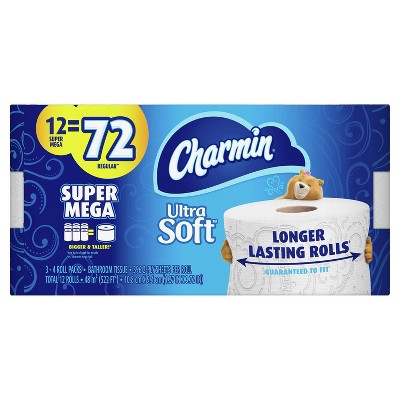 Charmin Ultra Soft Toilet Paper - 12 Super Mega Rolls