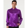 Lars Amadeus Men's Long Sleeves Button Down Prom Party Satin Dress Shirts - 3 of 4