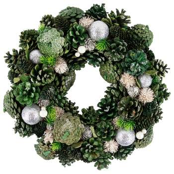 Northlight Green Pinecone and Foliage Artificial Christmas Wreath, 14-Inch, Unlit