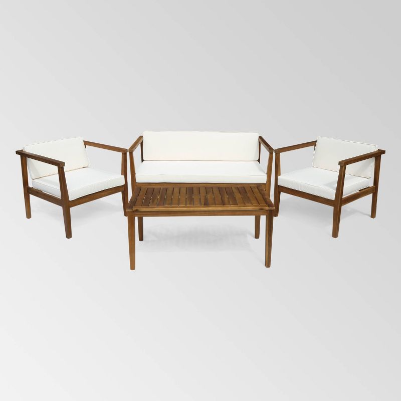 Newbury 4pc Acacia Wood Chat Set - Christopher Knight Home, 3 of 8