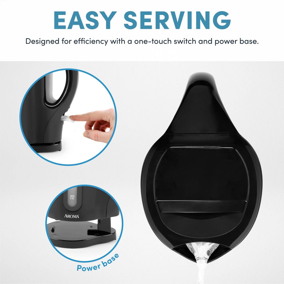 Aroma 1.7L Electric Kettle - Black - thumbnail 7