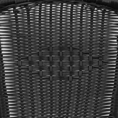 Black Rattan Indoor-Outdoor Stackable Dining Chairs with Curved Back, Set of 2