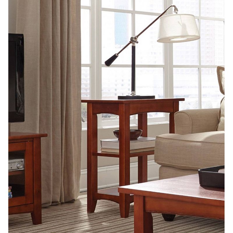 2-Shelf Side Table Hardwood Dark Red - Alaterre Furniture, 3 of 8