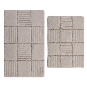 Knightsbridge Chakker Board 220 GSF Non Skid Back Bath Rug Set - 2- Piece - 17x24 and 21x34", Ivory - 1 of 2