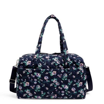 Vera Bradley Women's Cotton Medium Travel Duffel Bag Perennials Gray 