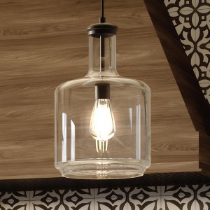 Urban Ambiance Luxury Luxe Industrial Pendant Light,  15.5"H x 9.45"W,  Midnight Black Finish, UHP3711 - 1 of 4