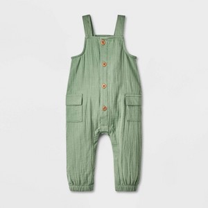 Baby Boys' Cargo Dungaree Romper - Cat & Jack™ Green - 1 of 4