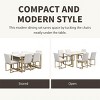 7 Piece-Dining Set for 6 with Faux White Marble Dining Table 6 Upholstered Dining Chairs with Gold Metal Base-Tanpinhause - 3 of 4