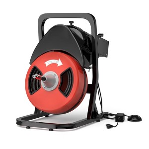 Drain Cleaner Machine, 50FT x 1/2 Inch Drain Cleaning Machine Sewer Auger Auto Feed With 4 Cutter & Air-Activated Foot Switch for 2" to 4" Pipes - 1 of 4