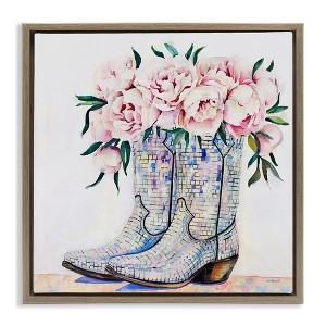 Stupell Industries Rose Filled Cowgirl Boots Floating Frame Canvas Art - 1 of 4