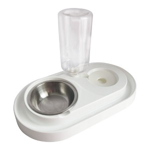 Dog & Cat Food and Water Dispenser Set, Double Dog & Cat Bowls with Steel Bowl, Pet Refillable Water Bowl - 1 of 4
