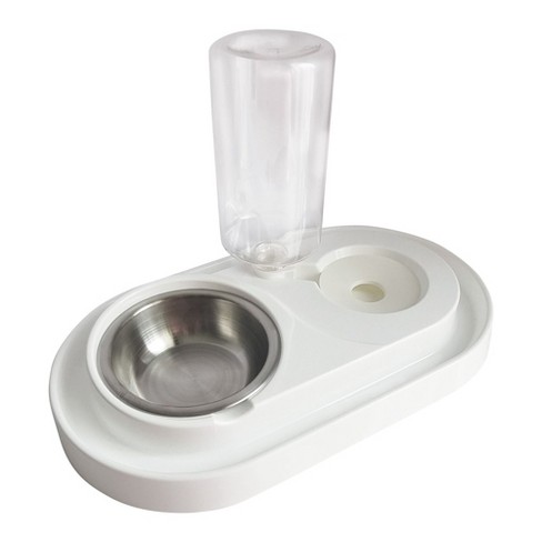 Elevated Dog Food Water Bowls 2 Stainless Steel Bowls, 3 Adjustable Heights-Gray, Size: 2.1 in