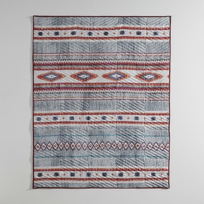 Kiva Southwestern Gray and Red Microfiber Throw Blanket