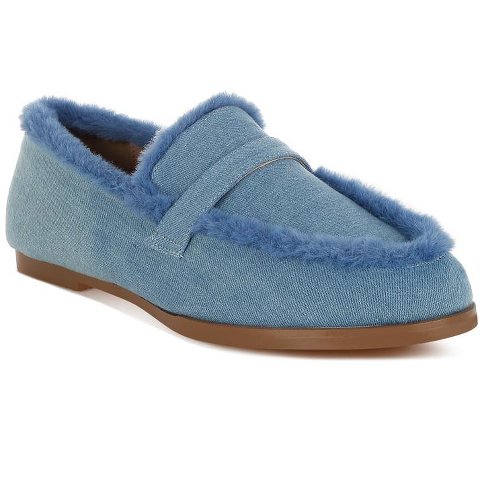 Женские туфли Rag & Co Womens Nivena Fur Detail Denim Loafers 9