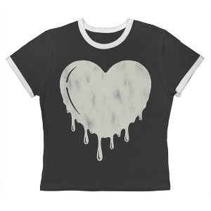 Social Collective Women Drip Heart Short Sleeve Graphic Cotton Retro Vintage Ranger Baby Tee - 1 of 4