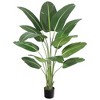 Artificial Bird of Paradise Plant Fake Palm Tree, 8 Trunks Faux Leaves for Indoor Outdoor Decor, Housewarming Gift - 2 of 4