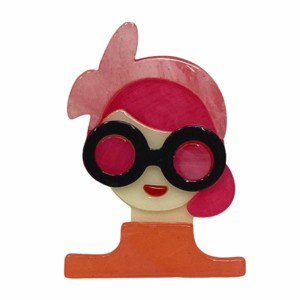 Wrapables Acrylic Fashion Brooch Pin for Sweaters, Coats, Scarves, and Bags, Bowknot Pink - 1 of 3
