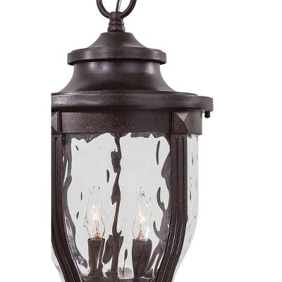 Corona Bronze Outdoor Hanging Lantern with Clear Hammered Glass
