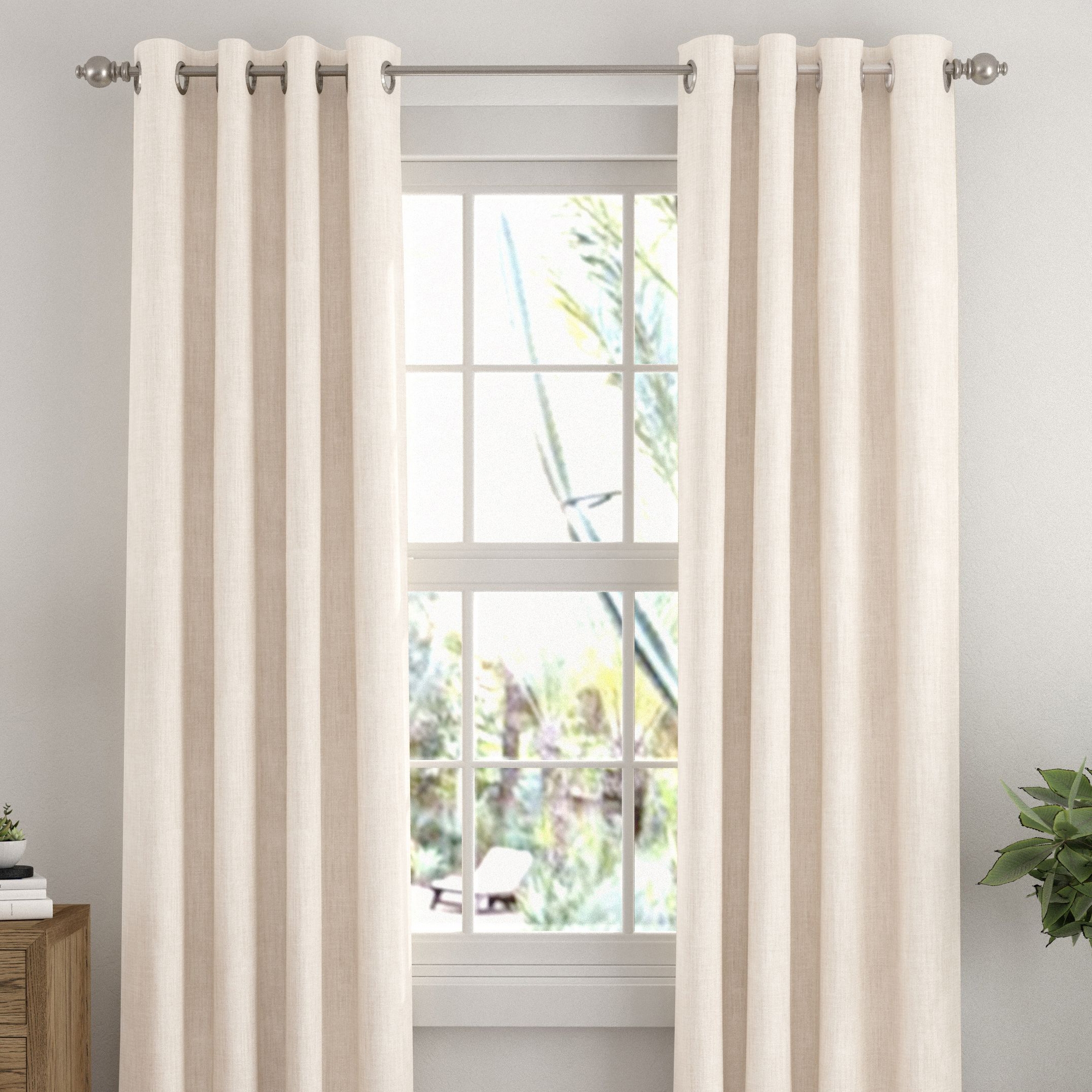 2 Panel Thermal-Insulated 100% Total Blackout Grommet Window Curtains - Becky Cameron (Set of 2), Ivory, 50x84