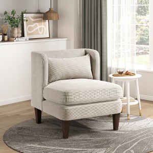 Corduroy Upholstery Modern Accent Chair with Foam Seat, Reversible Cushions, Removable Cover and Pillow - 1 of 4