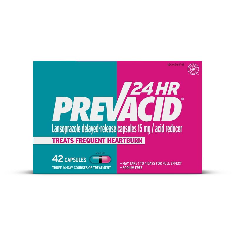 Prevacid 24 HR Lansoprazole Acid Reducer Delayed-Release 15 mg- PPI for Complete Heartburn Relief - 42 Capsules, 1 of 10