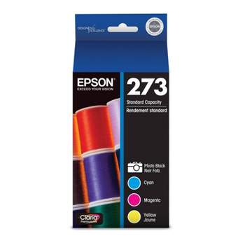 Epson 273 Black, C/M/Y 4pk Combo Ink Cartridges - Black Cyan, Magenta, Yellow (T273520-CP)